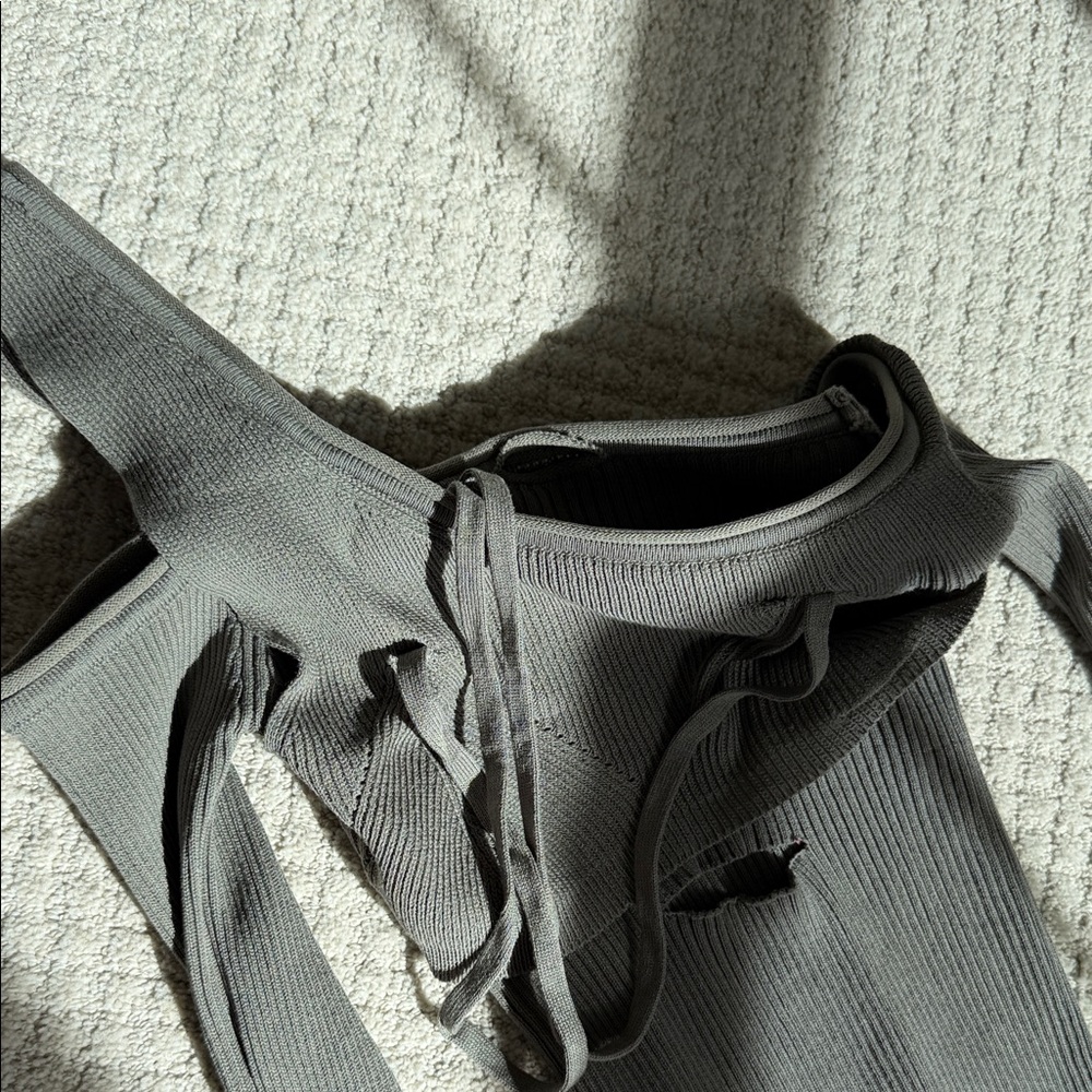 Source Unknown Ribbed Long Sleeve Asymmetrical To… - image 2